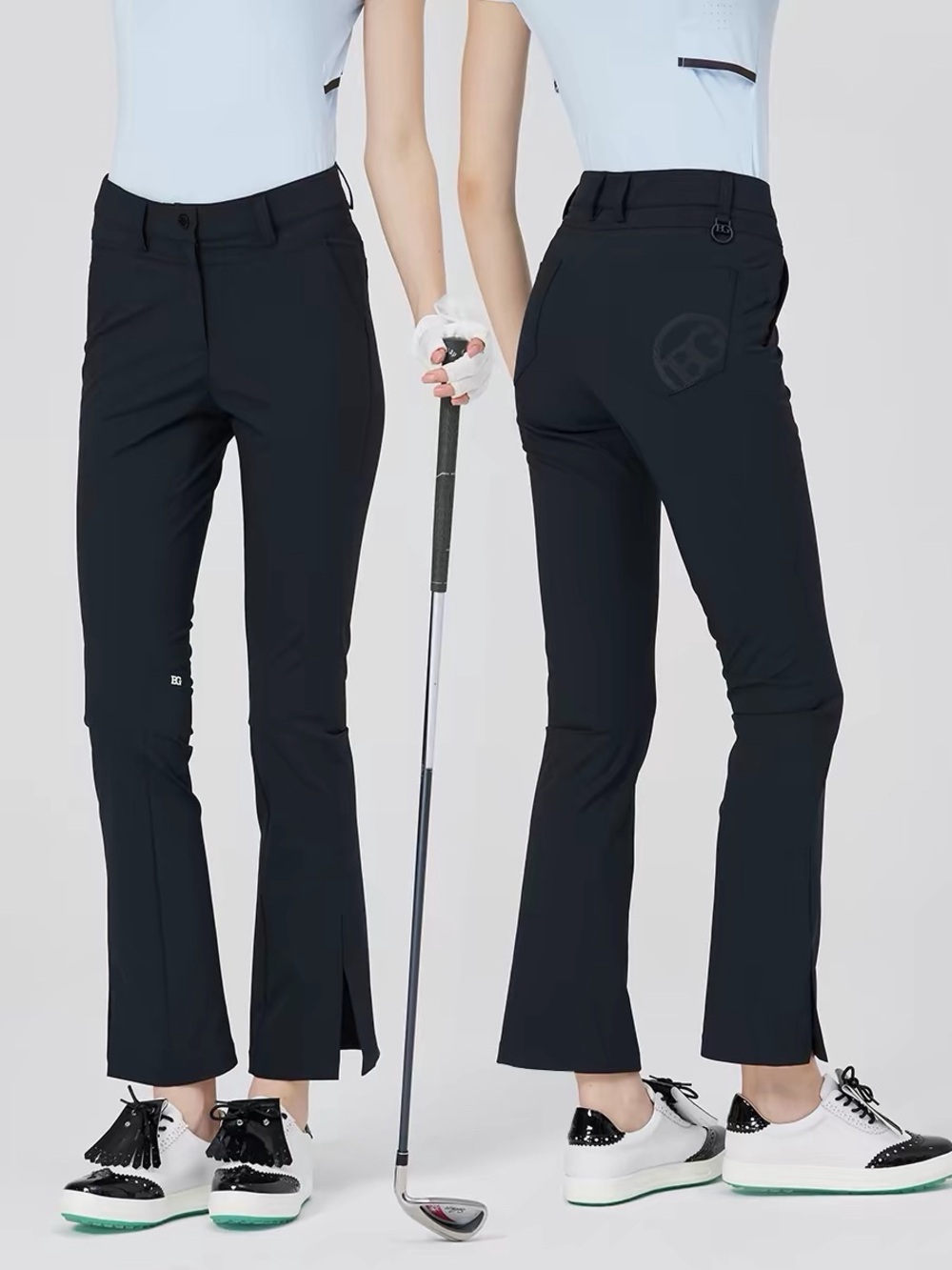 Women's Black Golf Flare Pants